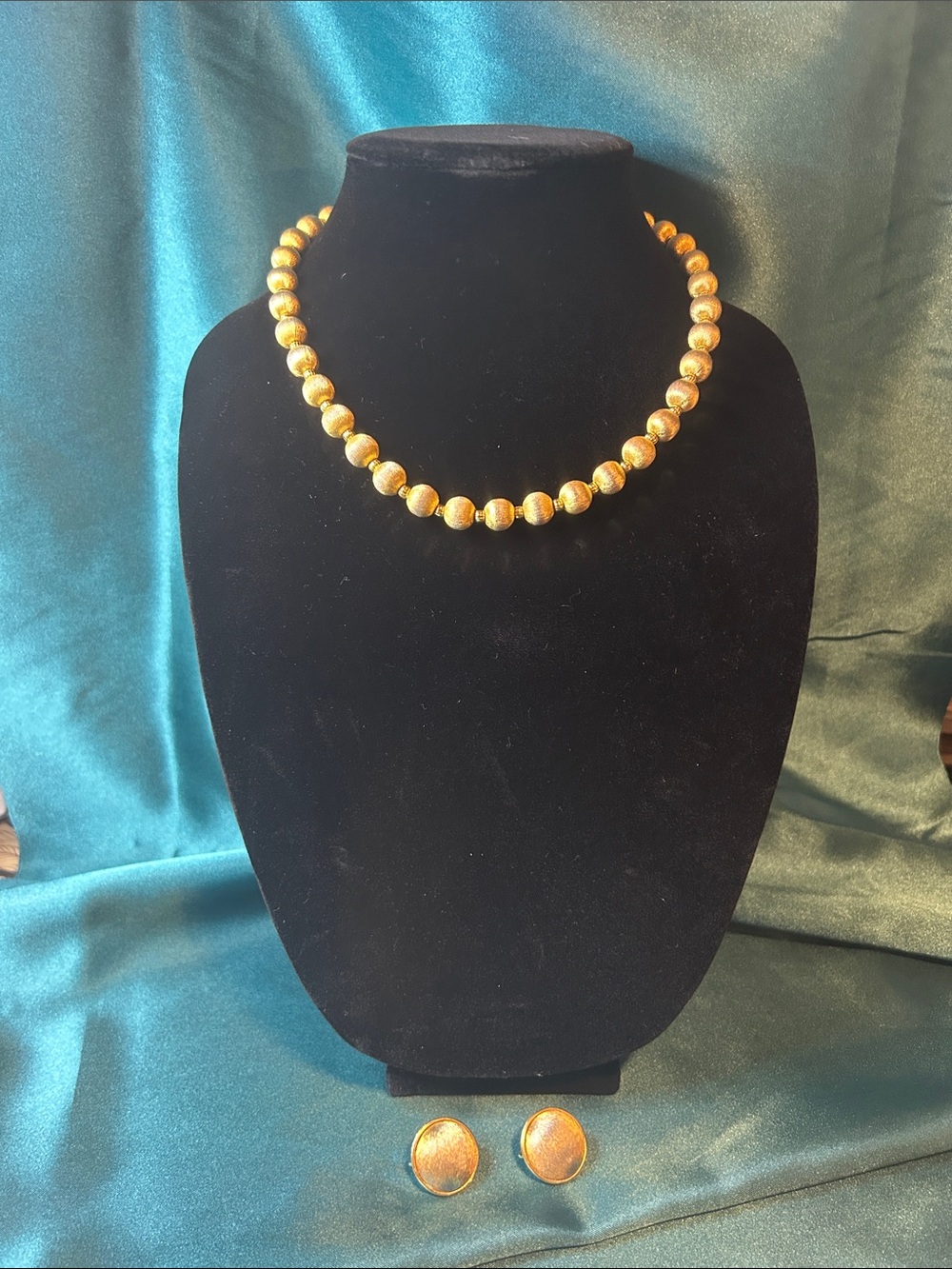 Gold Bead Necklace and Earring Set - Women Jewelry